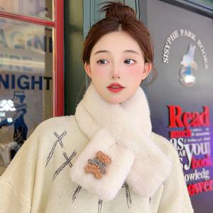 리본 테디베어 밍크퍼 목도리 페이크퍼 머플러 데일리 겨울 크리스마스 선물 (5color)