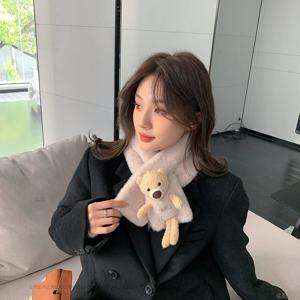 곰인형 뽀글 목도리 밍크퍼 머플러 데일리 겨울 크리스마스 선물 (4color)