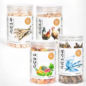 동결건조 간식 치킨 열빙어 북어 야채 4종