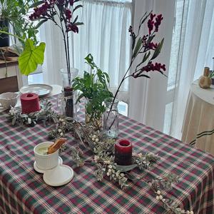 윈터체크 홈파티 테이블 커버 (4사이즈)