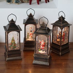 크리스마스 빈티지 스퀘어 랜턴 LED 워터볼 오르골 무드등 인테리어 소품 4Type