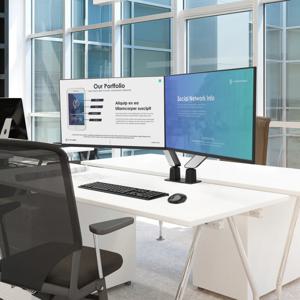 듀얼 디자인 커브드 와이드 모니터 거치대 모니터암 GDA3D