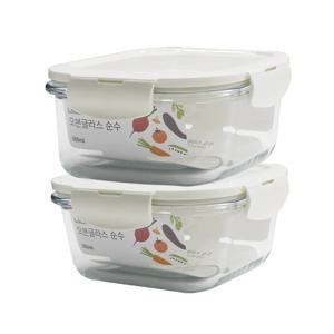 오븐글라스 정사각 500ml 1+1