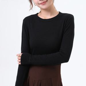 레이온 골지스판 여성 라운드넥 니트티셔츠 간절기티