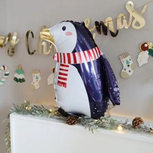 펭귄풍선 산보풍선 목도리를 한 귀여운 펭귄풍선 크리스마스 연말 파티 풍선