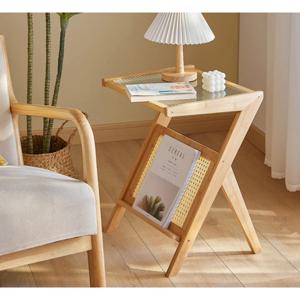 침대협탁 미니협탁 엔틱협탁 침실 원룸 거실 사이드 테이블 원목 대나무 라탄