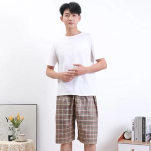 7092 브라운체크 남성 반바지 파자마 잠옷바지 면잠