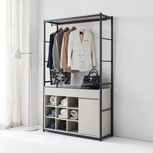 시스템행거 서랍 튼튼한 조립식 드레스룸 옷장 철제 스탠드 옷걸이 선반 2단 커튼 강화유리