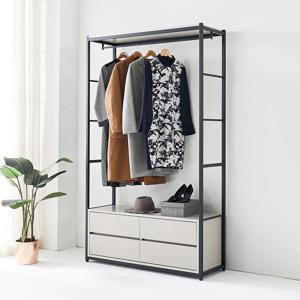 애니 시스템행거 서랍 튼튼한 조립식 드레스룸 옷장 철제 스탠드 옷걸이 선반 2단 커튼