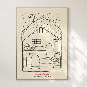 요세프 차페코 빈티지 일러스트 인테리어 포스터 액자 - 2 Dog & Cat 18