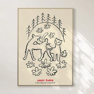요세프 차페코 빈티지 일러스트 인테리어 포스터 액자 - 4 Dog & Cat 27