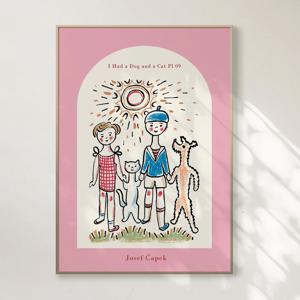 요세프 차페코 빈티지 일러스트 인테리어 포스터 액자 - 8 Dog & Cat 09
