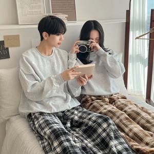 머핀체크 긴바지잠옷 수면바지 커플파자마 겨울 잠옷 2color