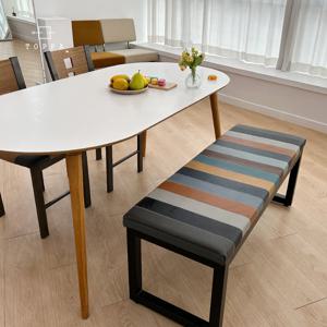 천연 가죽 패치 벤치 의자