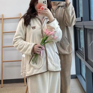 2color 곰돌이 베어 극세사 커플 수면 잠옷 빅사이즈 파자마 2size