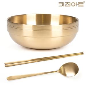 티타늄 라면 냉면그릇 이중면기 20cm+수저세트