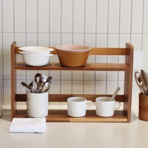 아카시아목 주방 양념선반 식탁 정리 선반장 2단