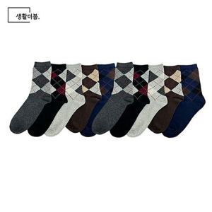 남자 아가일 겨울 베이직 정장 캐주얼 중목양말 10켤레