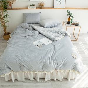 3mm 극세사 엔젤 레이스 옥수수솜 겨울이불 극세사이불 차렵침구 - 블루그레이 (싱글/퀸)