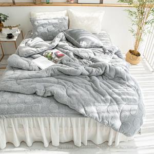 양털 극세사 레미 겨울이불 극세사이불 차렵침구 - 그레이 (싱글/퀸)
