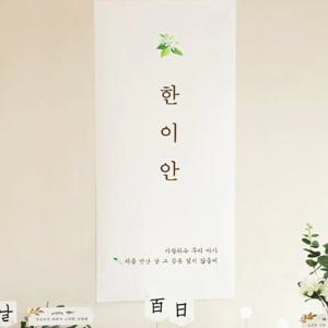 제주 귤꽃 현수막 귤꽃밭에 하얗게 피어난 싱그러운 귤꽃 수채화 현수막 백일상 돌상 생일파티