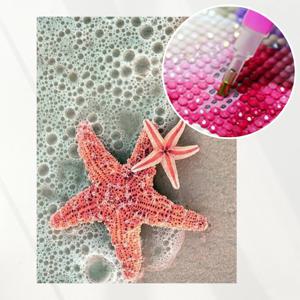 4+1 DIY 보석십자수 해변의 불가사리 패브릭 원단형 비즈 큐빅 십자수 집순이 취미