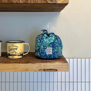 원형 두루마리 휴지 케이스 파우치 바틱 타이다이 염색 원단 (Tropical Blue)