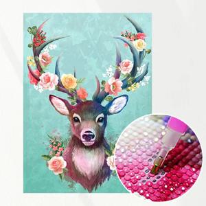 4+1 DIY 보석십자수 행운을 부르는 사슴2 패브릭 원단형 비즈 큐빅 십자수 집순이 취미