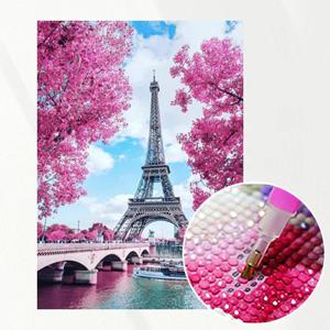 4+1 DIY 보석십자수 파리 에펠탑 패브릭 원단형 비즈 큐빅 십자수 집순이 임산부 취미