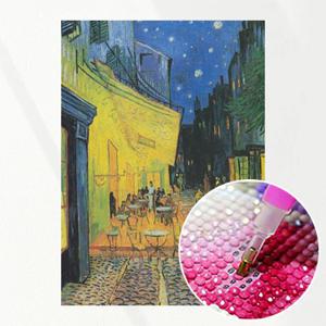 4+1 DIY 보석십자수 고흐의 카페테라스 패브릭 원단형 비즈 큐빅 십자수 집순이 취미