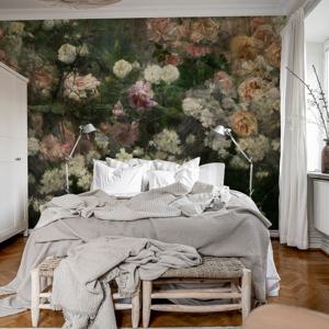 접착식으로 셀프인테리어 가능한 수채화 꽃무늬 뮤럴벽지_ Drape Of Roses