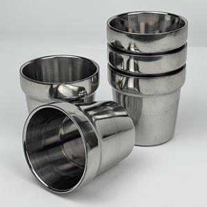 세신 스텐 이중 물컵 식당 가게 정수기 업소용 보온 보냉 스텐컵 5개 세트