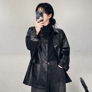 오버핏 레더 가죽 자켓 재킷 블레이저 얇은 레자 아우터 루즈핏 남방 셔츠 가죽자켓 점퍼