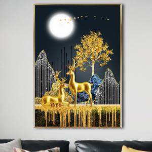 인테리어 그림 액자 벽 거실 사무실 캔버스 돈들어오는그림 선물, 돈들어오는 아트 황금사슴