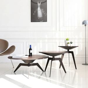 [리퍼] 다니엘 월넛 원형 거실 소파 테이블 사이드 테이블 S사이즈 CL355