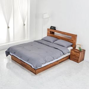 벨라 슈퍼싱글 1200 평상형 삼로스위치 LED 침대 멀바우 원목 프레임