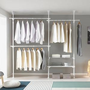 이지온 튼튼한 선반 시스템 행거 EO-305MW 원목 폭조절 2단 시스템 조립식 원룸 행거