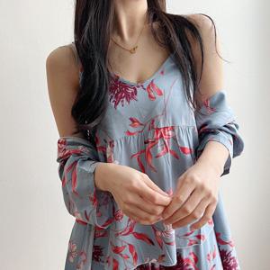 레이온 잠옷 카멜리아 3피스 유카타 파자마 홈웨어