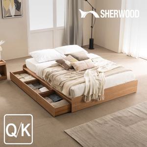 샌디 무헤드 평상형 멀티수납형 침대 세트 Q퀸 (매트리스 포함)
