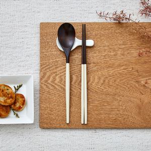 자연옻칠 블랙 컬러 수저세트 아이보리