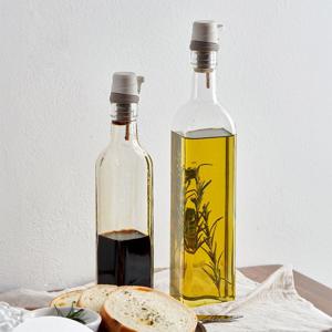 사각큐비 유리 원터치 소스병 실리콘 노즐 오일병 250ml 2P 세트