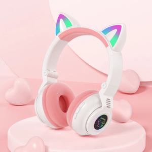 [해외] 고양이 귀 게이밍 블루투스 헤드셋 헤드폰