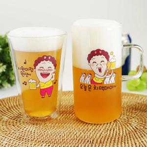 카카오톡 이모티콘 나애미여사 각인 맥주잔 센스있는 집들이 선물 예쁜 맥주잔 주문제작