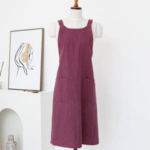 미니안 앞치마 공방 주방 심플 무지 린넨 원피스형
