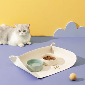 [해외] 고양이 강아지 식기매트 논슬립 가죽 방수 받침대 2size