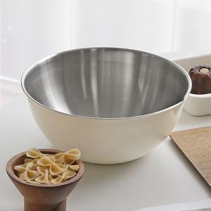 크림톤 컬러 스텐 깊은형 물코 샐러드 과일 야채 베이킹 다용도 믹싱볼 대(28cm)