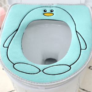 욕실 변기커버 펭귄디자인 스웨이드소재 변기커버 변기뚜껑