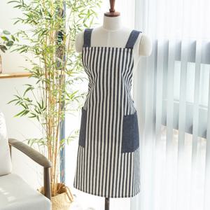 쉐프 앞치마 린넨 공방 주방 심플 스트라이프 원피스형