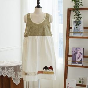 로일즈 앞치마 코튼 공방 주방 러블리 모티브 원피스형