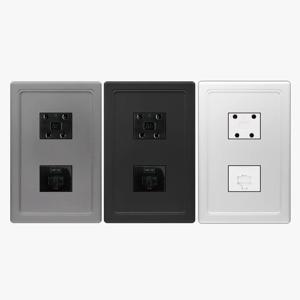 통신모듈 4P+8P 2구 다크그레이 블랙 실버 단자 랜선 전화 소켓 연결